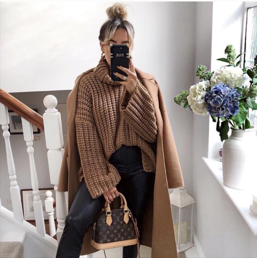 ZARA Blogger Favorite S Wool Mohair Turtleneck Sweater Oversized Chunky Knit Top - Picture 1 of 14